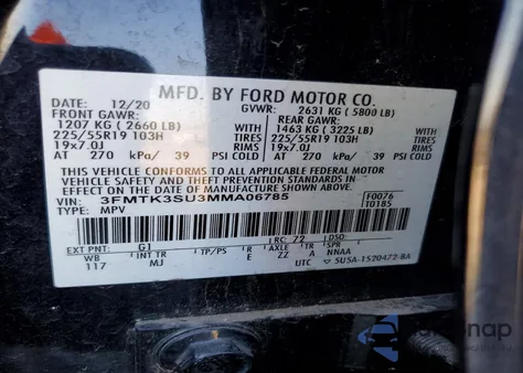 2021 Ford Mustang Mach-E Premium из США, поврежденный, VIN 3FMTK3SU3MMA06785